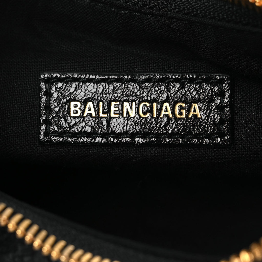 Balenciaga Agneau Arena Le Cagole Shoulder Bag XS Black