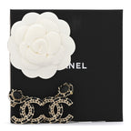 Chanel Lambskin CC Chain Drop Earrings Black Gold