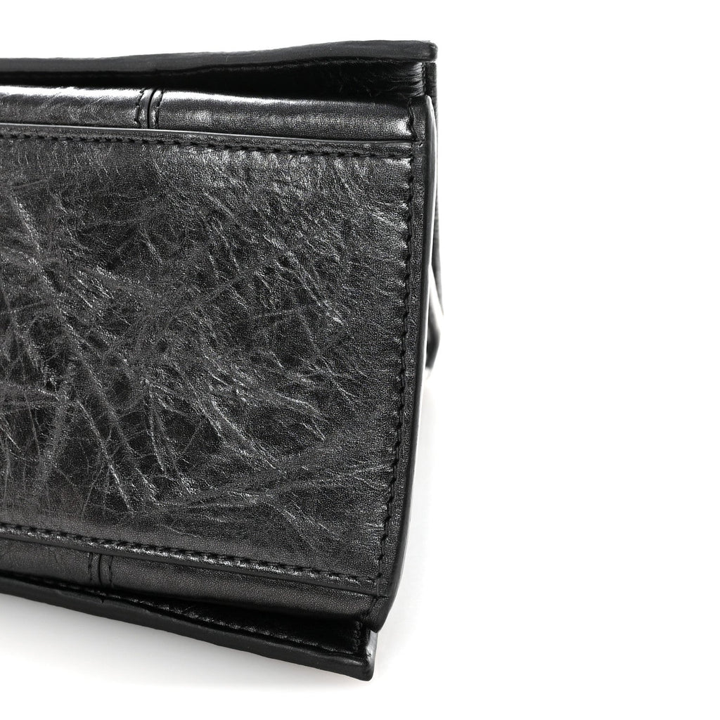 Balenciaga Metallic Crushed Calfskin Medium Crush Chain Bag Steel Grey