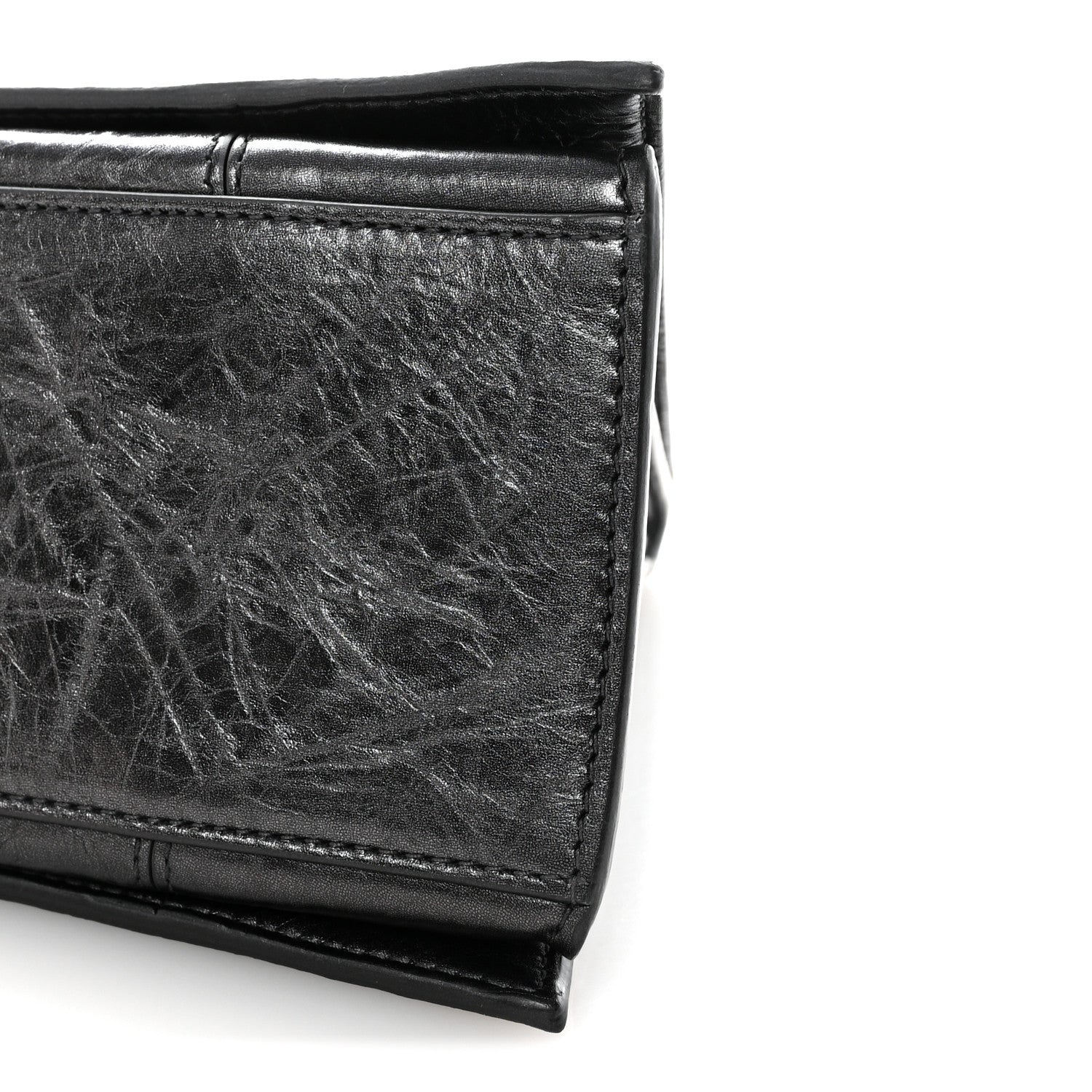 Balenciaga Metallic Crushed Calfskin Medium Crush Chain Bag Steel Grey