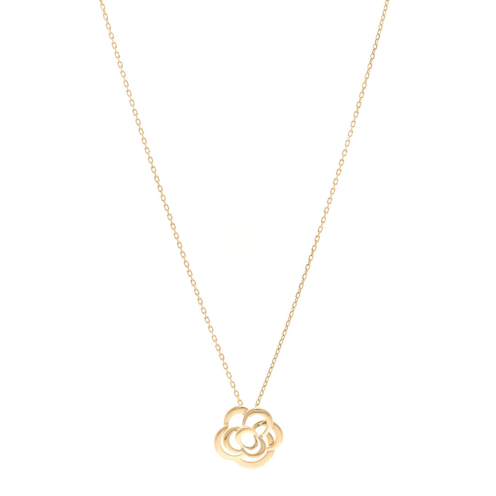 Chanel 18K Yellow Gold Fil de Camelia Pendant Necklace