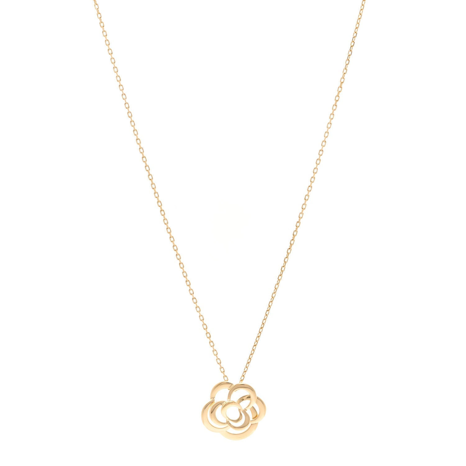 Chanel 18K Yellow Gold Fil de Camelia Pendant Necklace