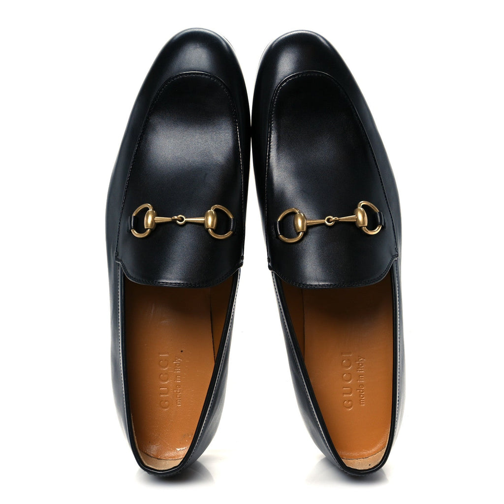 Gucci Betis Glamour Calfskin Horsebit Mens Jordaan Loafers 9.5 Black