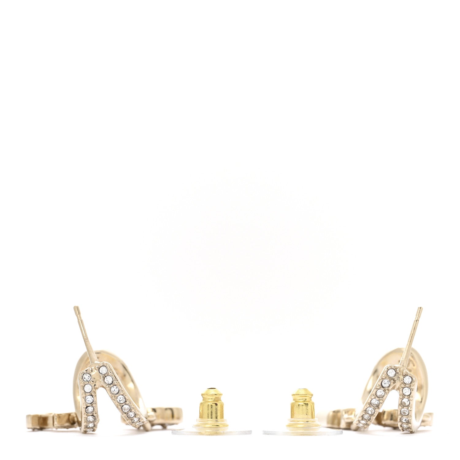 Chanel Crystal CC Camellia Perfume Bottle Double Hoop Earrings Gold
