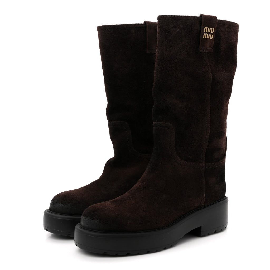 Miu Miu Suede Calzature Donna Boots 40 Morro