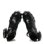 Prada Spazzolato Rois Nylon Metal Triangle Logo Monolith Pouch Pocket 55mm Boots 37 Black