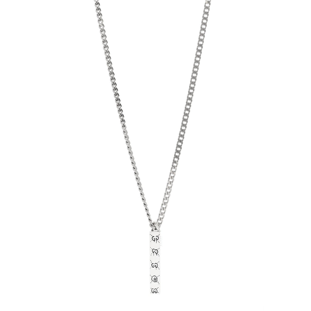 Gucci Sterling Silver Gucci Ghost Bar Pendant Necklace