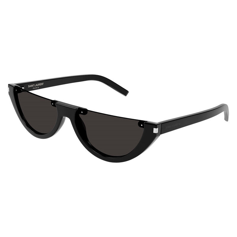 Saint Laurent Sunglasses Oval Semi Rim, Black Frame and Black Lens SL563001