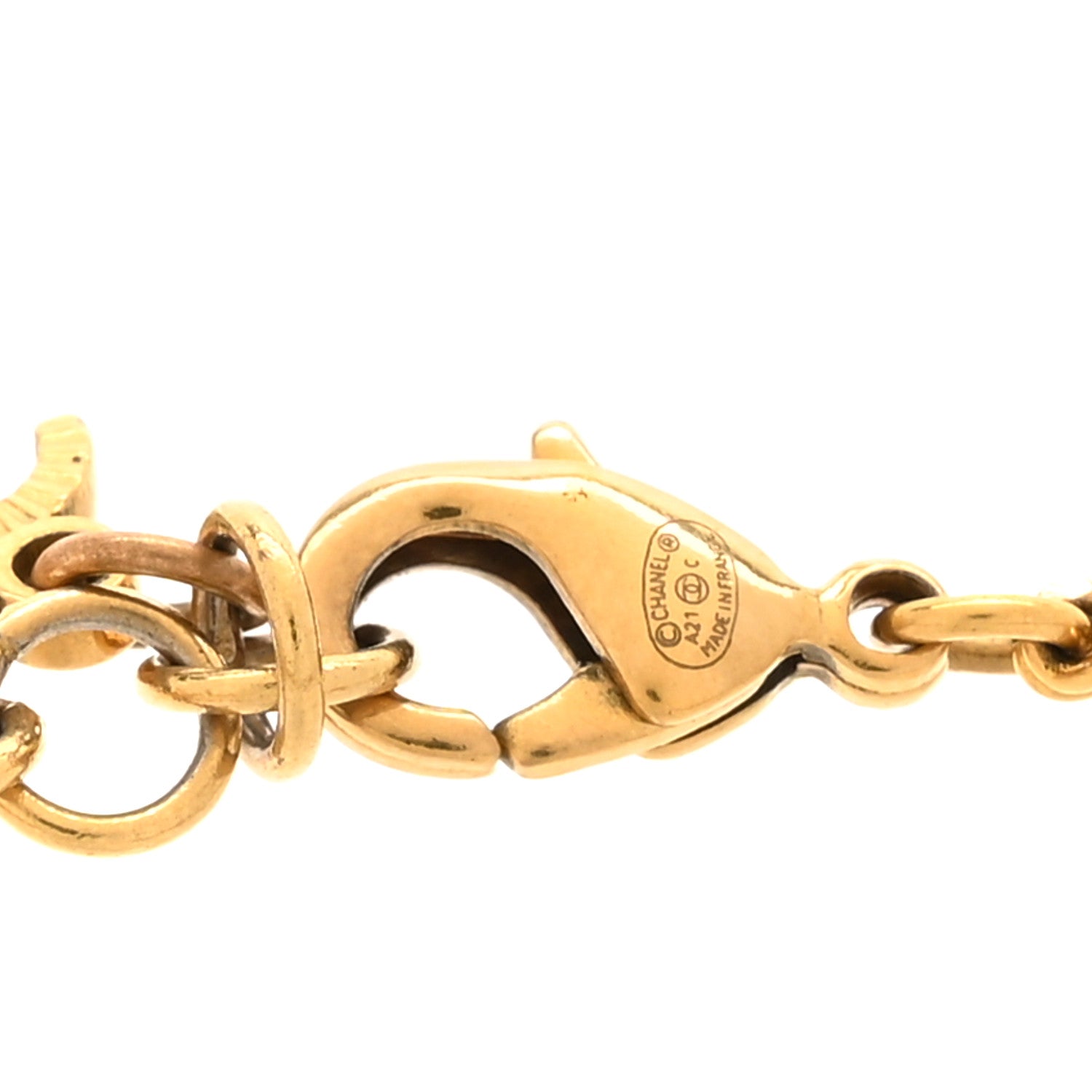 Chanel Crystal CC Chain Link Bracelet Aged Gold