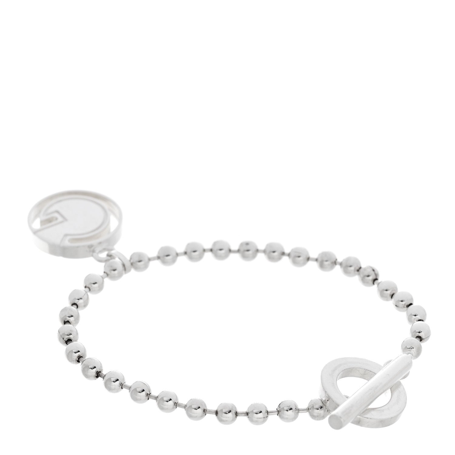 Gucci Sterling Silver Boule Bead Charm Toggle Bracelet
