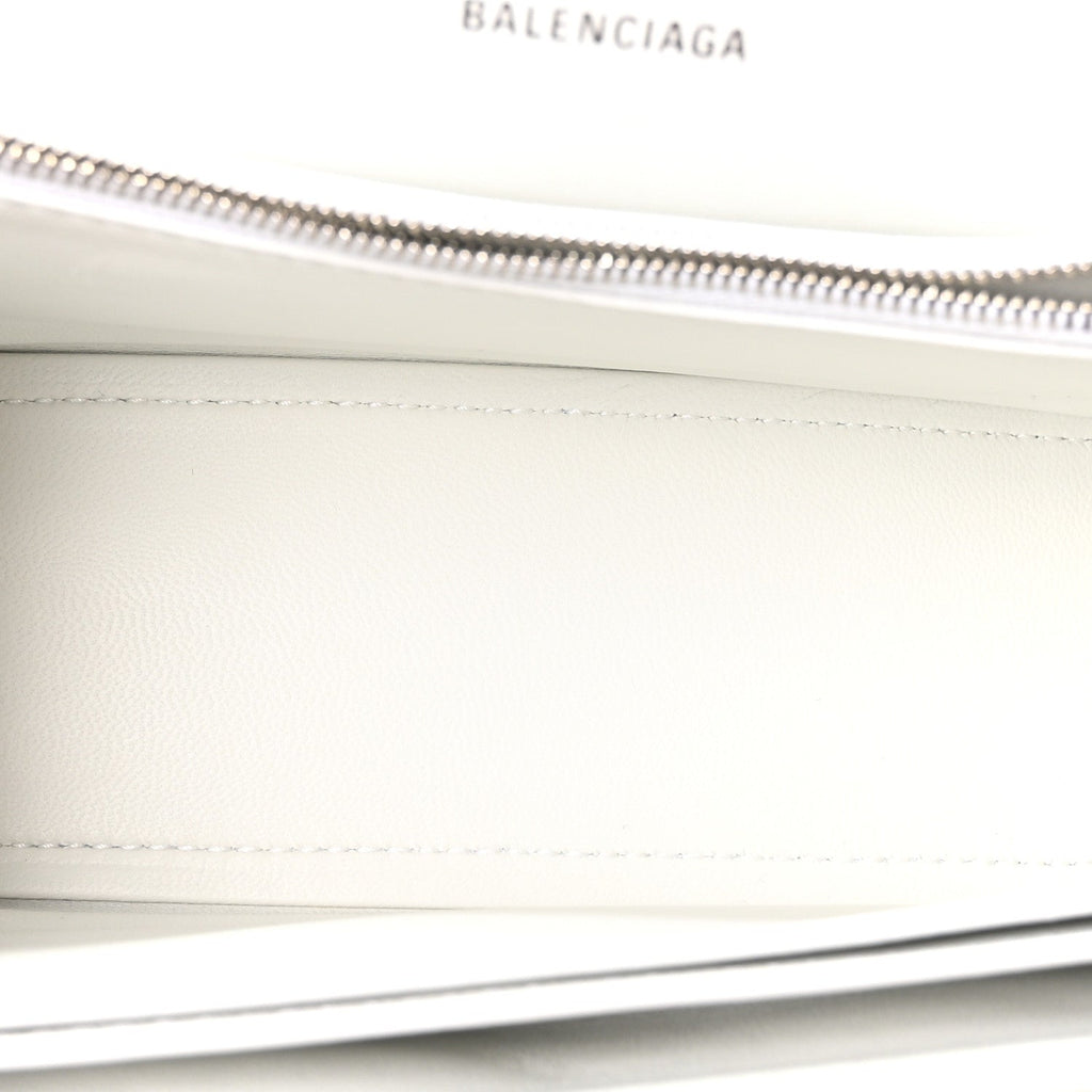 Balenciaga Crushed Calfskin Quilted Small Crush Chain Bag Optic White