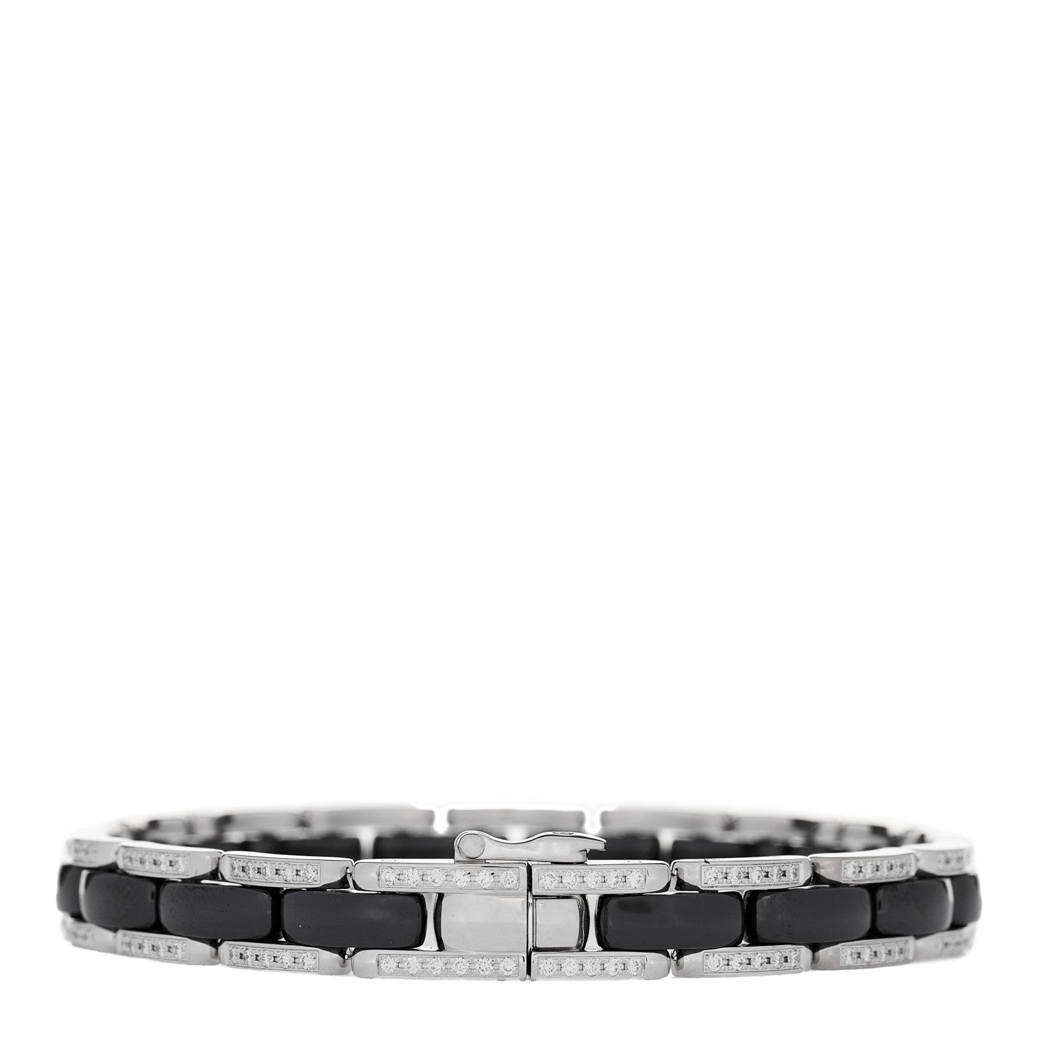 Chanel 18K White Gold Diamond Ceramic Ultra Bracelet Black