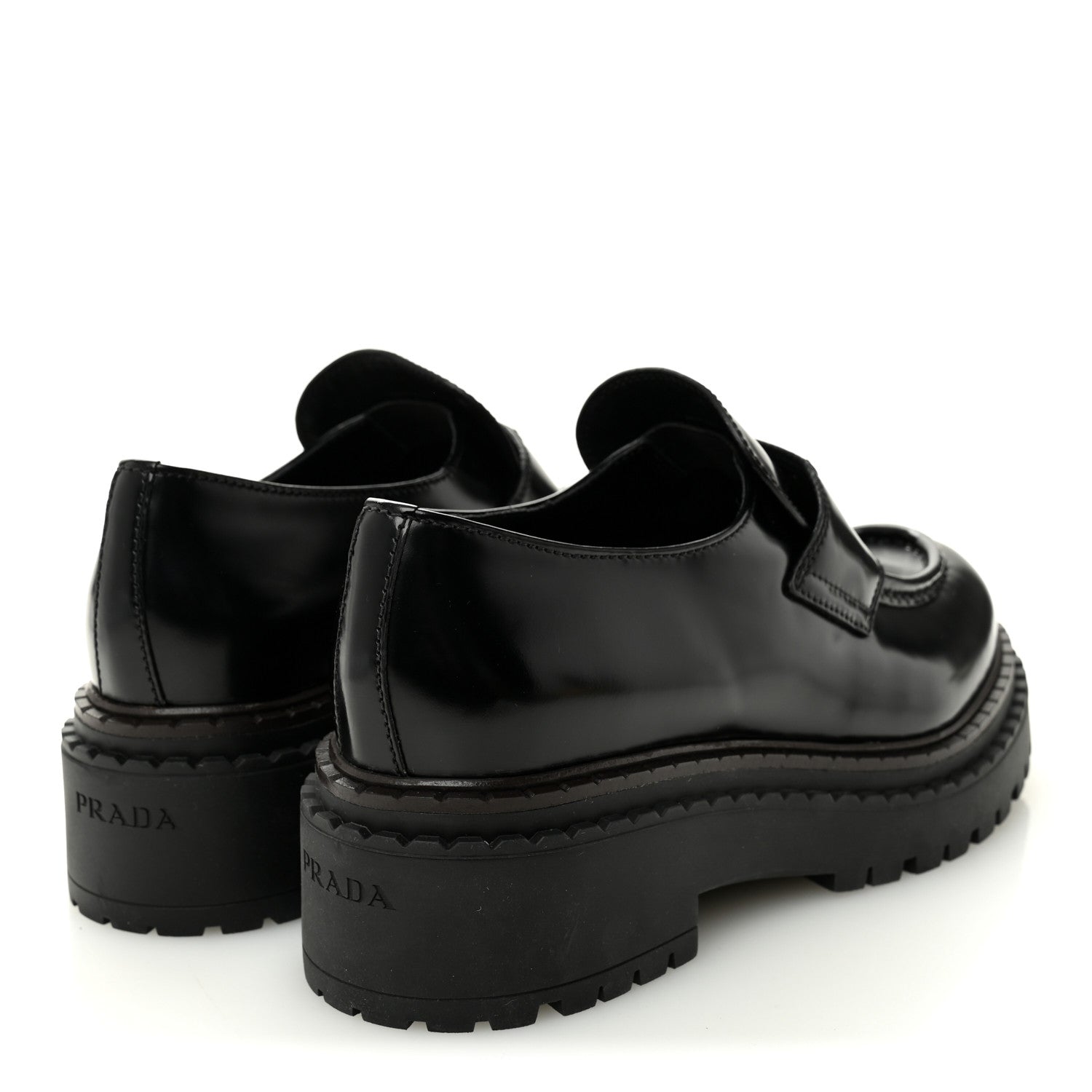 Prada Spazzolato Metal Triangle Logo 50mm Loafers 39 Black