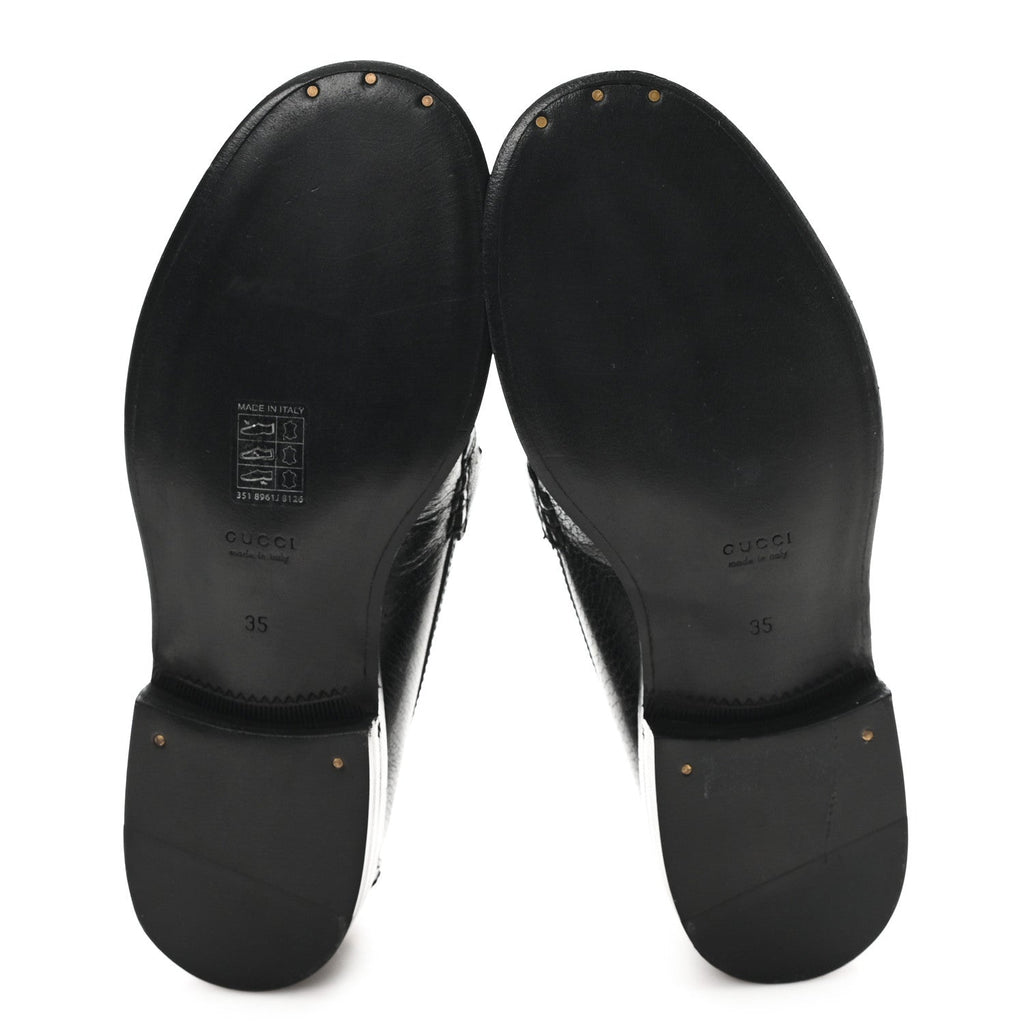 Gucci Goatskin Womens Logo 15mm Loafers 35 Black