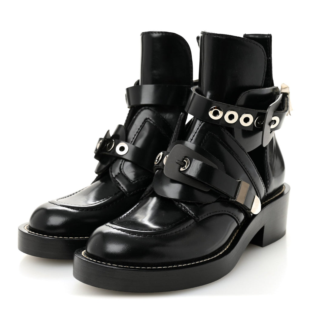 Balenciaga Brushed Calfskin Ceinture Ankle Boots 36.5 Black