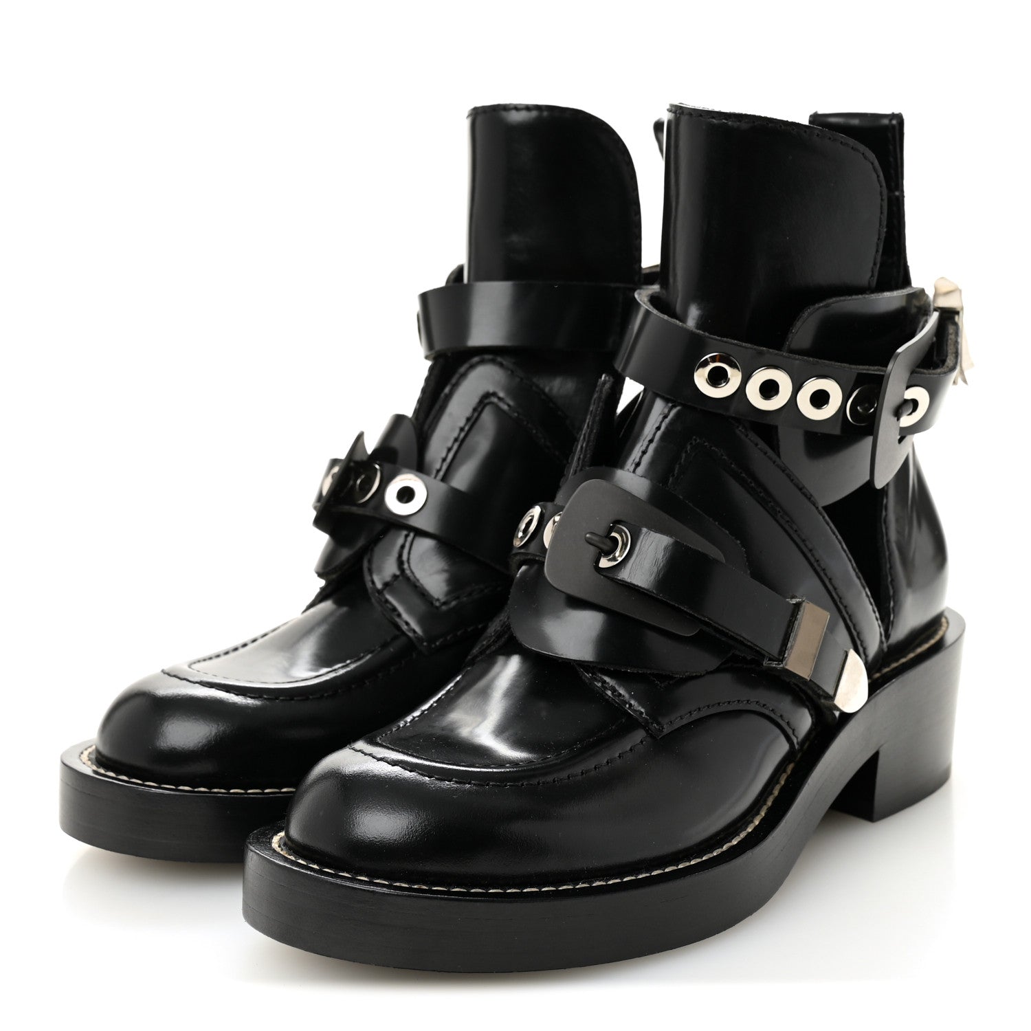 Balenciaga Brushed Calfskin Ceinture Ankle Boots 36.5 Black