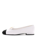 Chanel Calfskin Grosgrain Cap Toe CC Moccasin Loafers 40 White Black