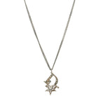 Christian Dior Crystal Logo Star Necklace Silver