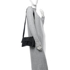 Balenciaga Extra Supple Calfskin Crocodile Embossed Monochrome XS Downtown Shoulder Bag Black
