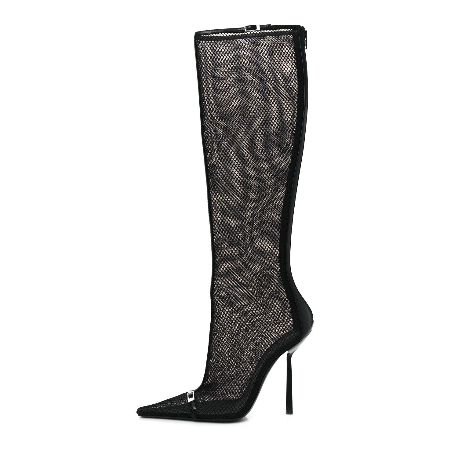 Saint Laurent Mesh Oxails Knee High Boots 40 Black