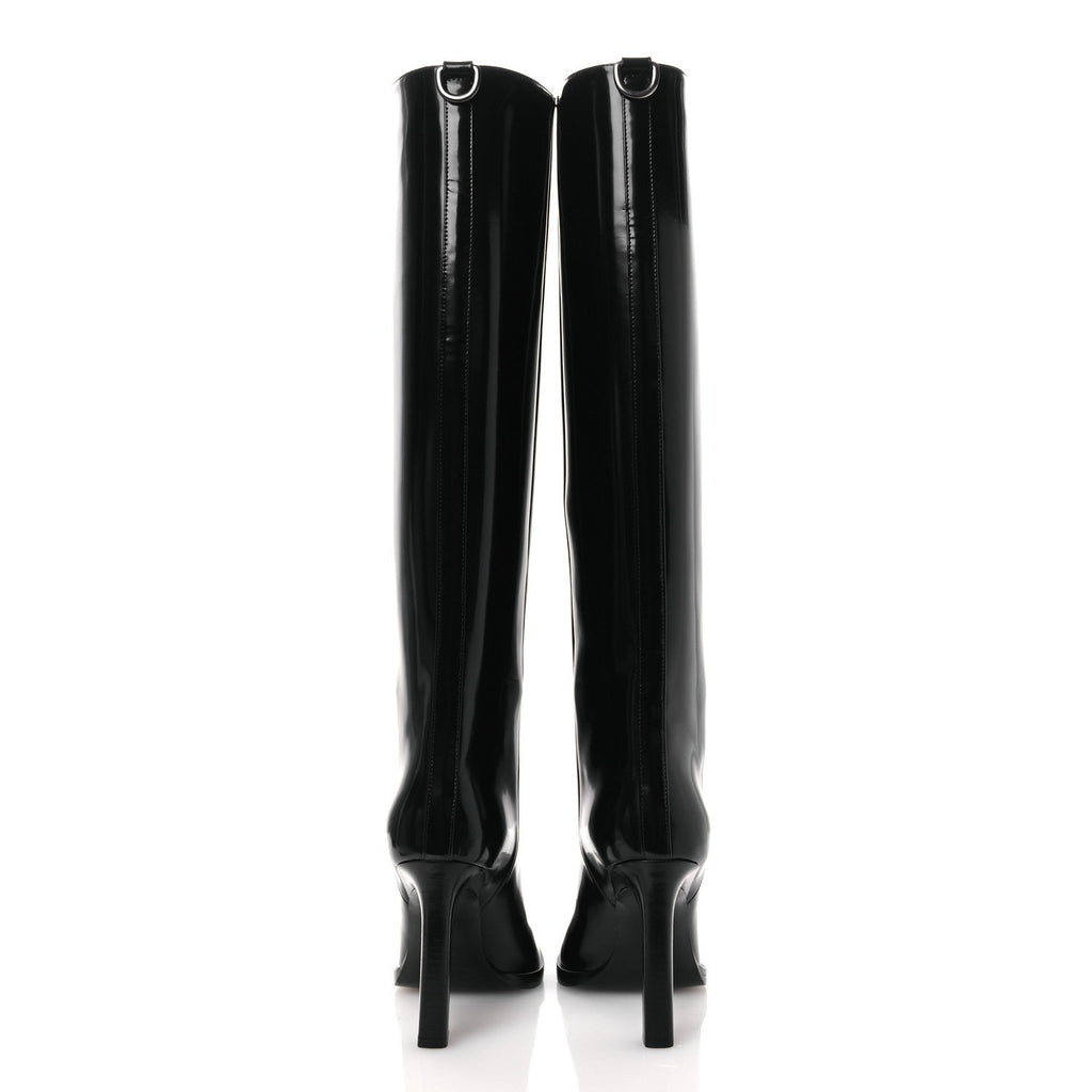 Saint Laurent Vitello Marilyn Nina 95 Knee High Boots 38 Black