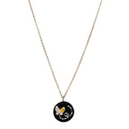 Chanel Resin Crystal Butterfly CC Pendant Necklace Gold Black