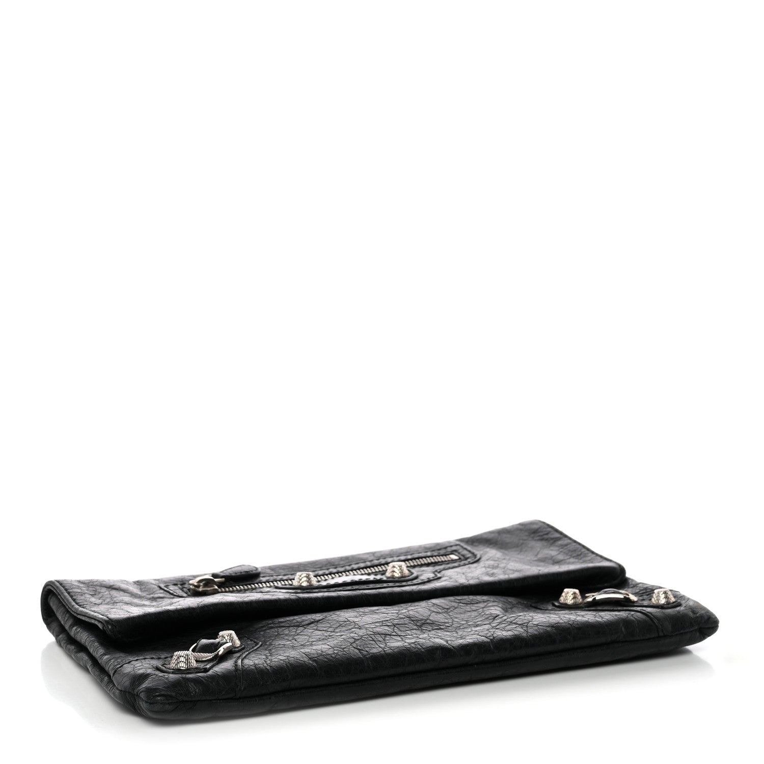 Balenciaga Agneau Giant 12 Silver Hardware Envelope Clutch Black