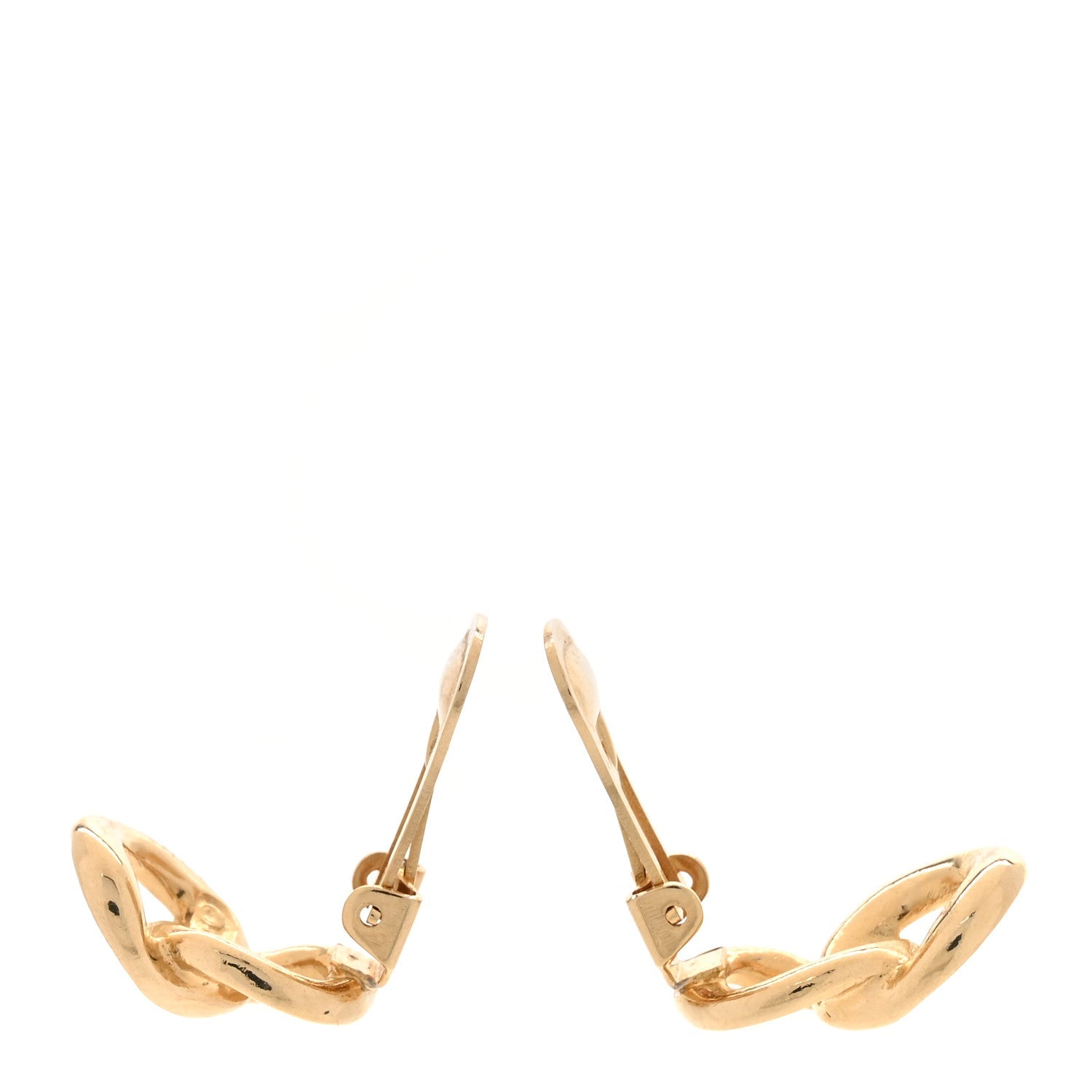 Christian Dior Enamel Chain Link Clip On Earrings Gold Yellow