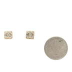 Chanel Metal Crystal Mini Square CC Earrings Gold