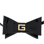 Gucci Patent G Bow Choker Necklace Black Gold