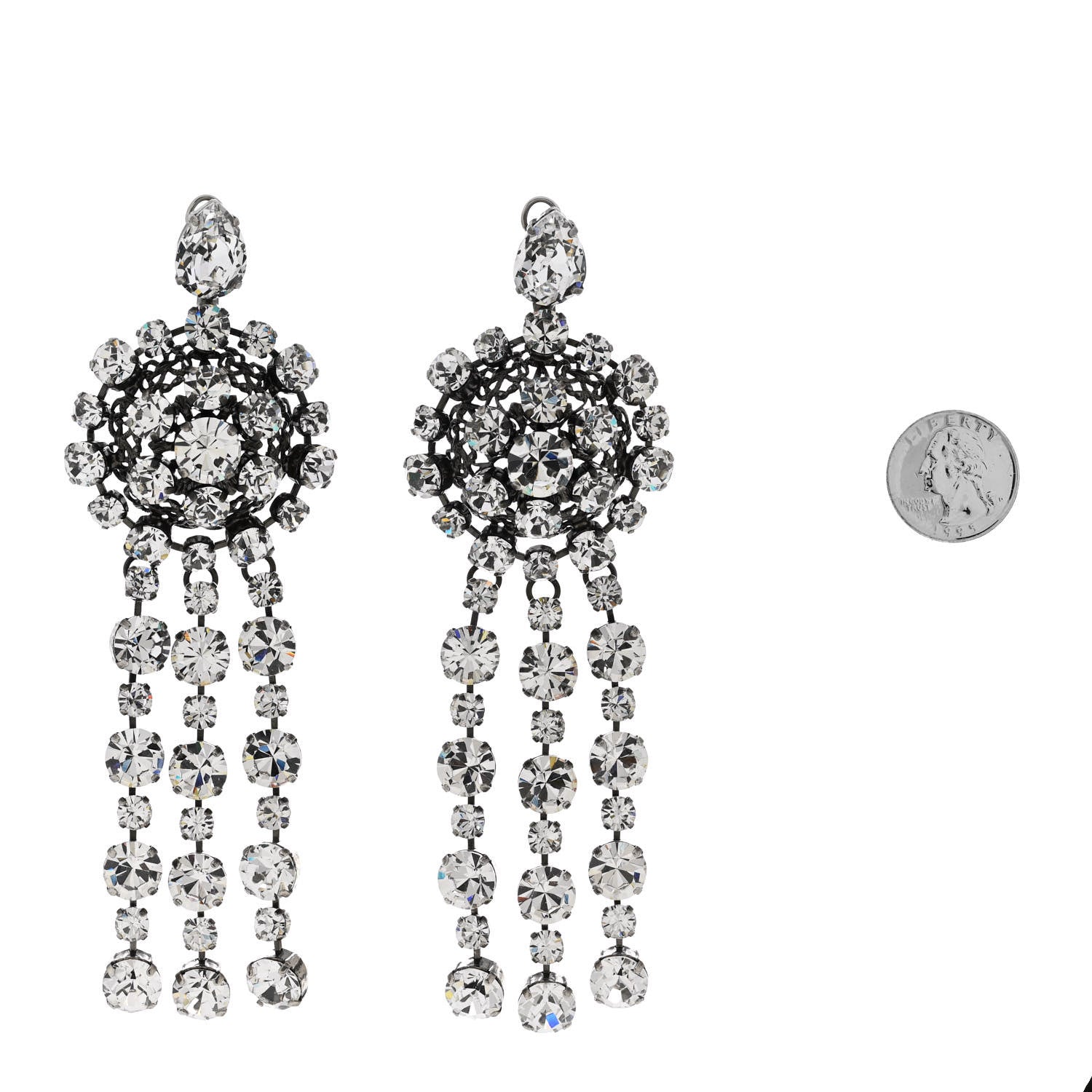 Gucci Metal Crystal Drop Earrings