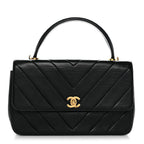 Chanel Lambskin Chevron Quilted Mini Kelly Flap Black