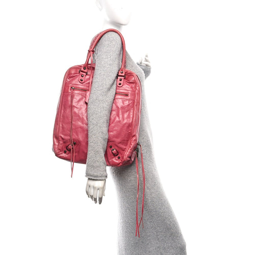 Balenciaga Agneau Classic Hardware Briefcase Tote Pivoine