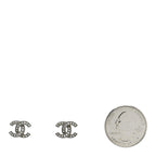 Chanel Crystal CC Earrings Silver