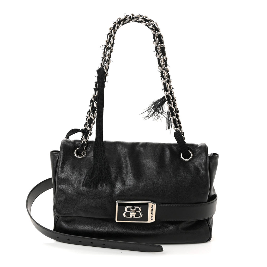 Balenciaga Calfskin Medium Modu Shoulder Bag Black