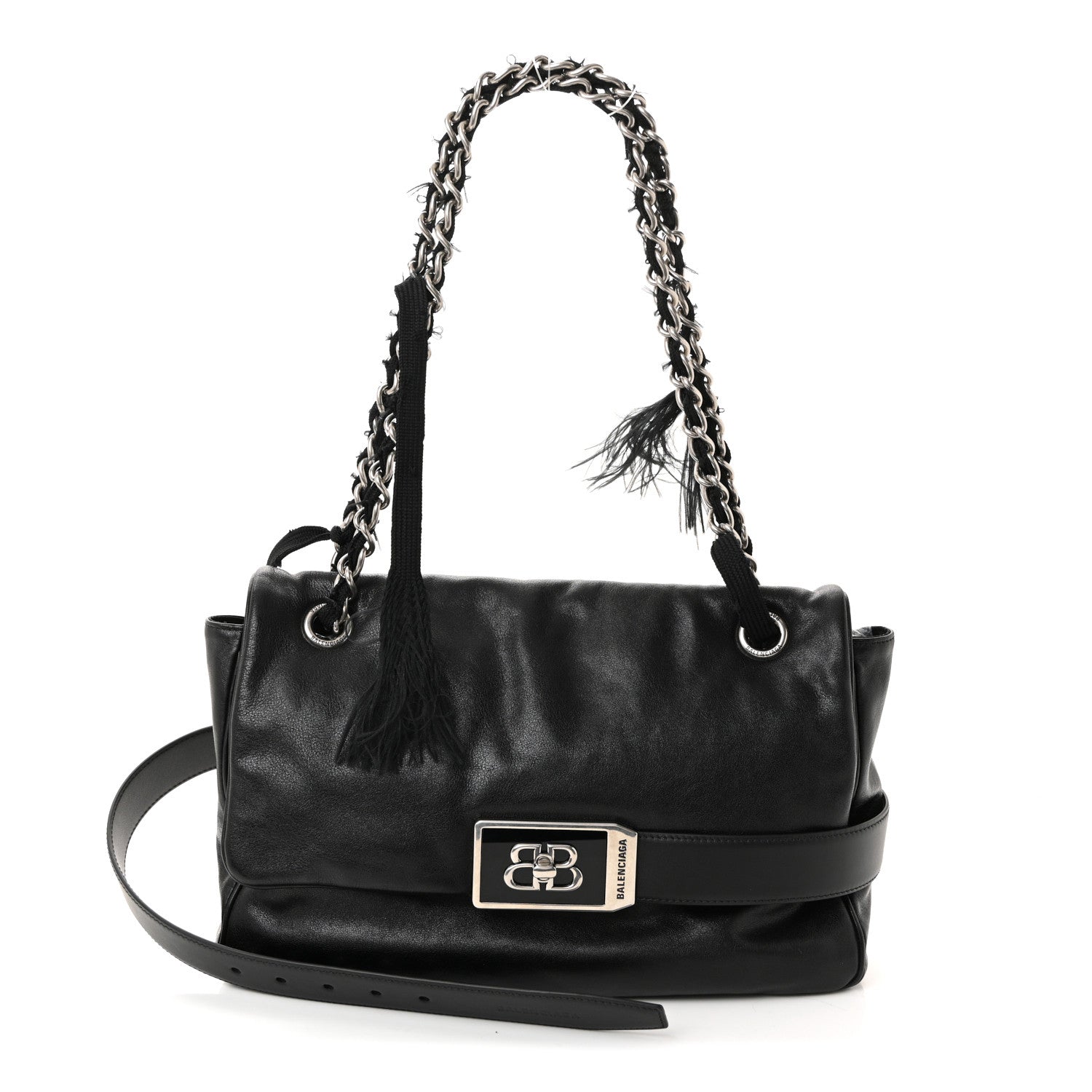 Balenciaga Calfskin Medium Modu Shoulder Bag Black