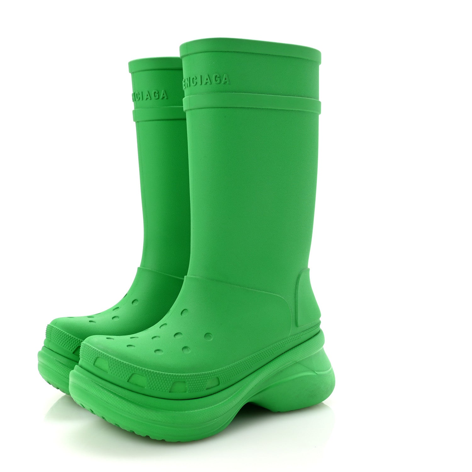Balenciaga X CROCS Rubber Womens Rain Boots 37 Grass Green