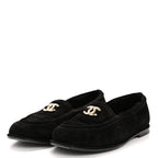 Chanel Suede Calfskin CC Loafers 39.5 Black