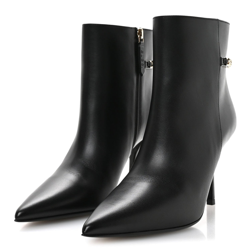 Gucci Calfskin Signoria Ankle Boots 36 Black