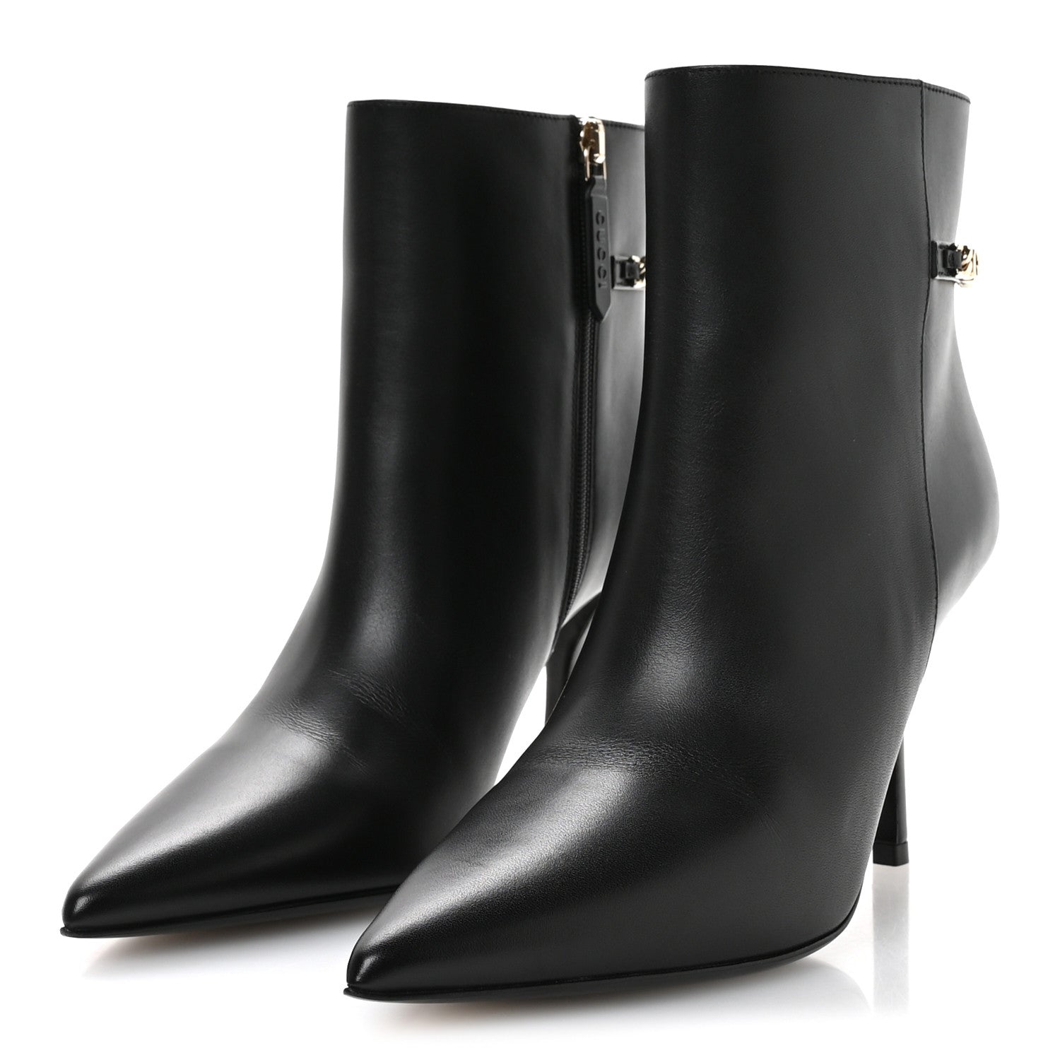 Gucci Calfskin Signoria Ankle Boots 36 Black
