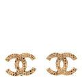 Chanel Metal Textured CC Earrings Gold