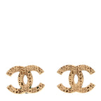 Chanel Metal Textured CC Earrings Gold