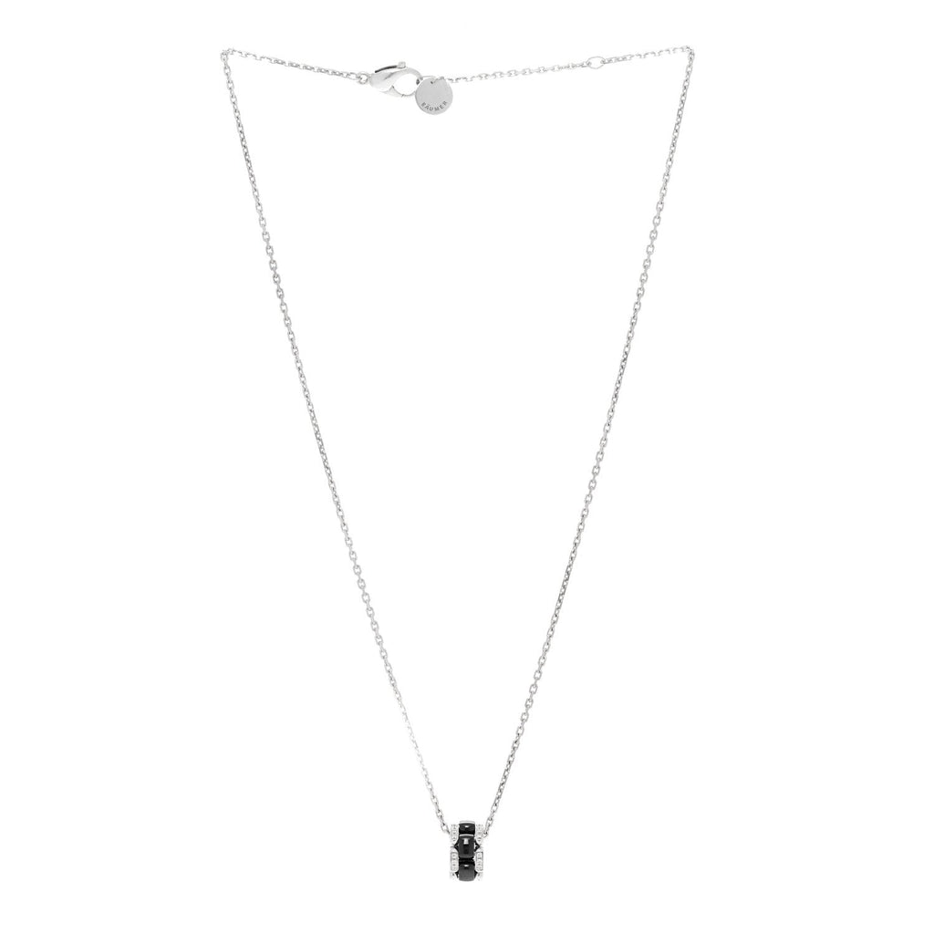 Chanel 18K White Gold Diamond Ceramic Ultra Necklace Black