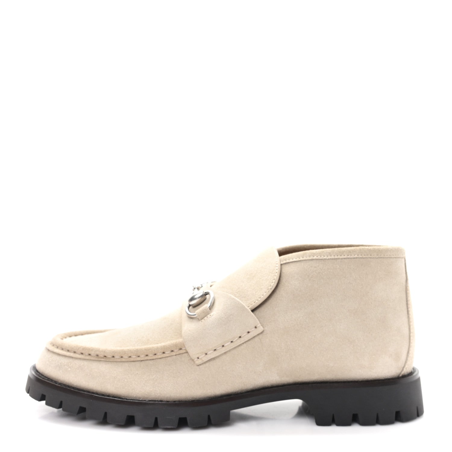 Gucci Suede Mens Horsebit Ankle Boots 8.5 Beige