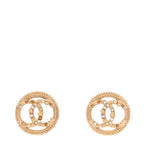 Chanel Pearl Crystal CC Round Earrings Gold