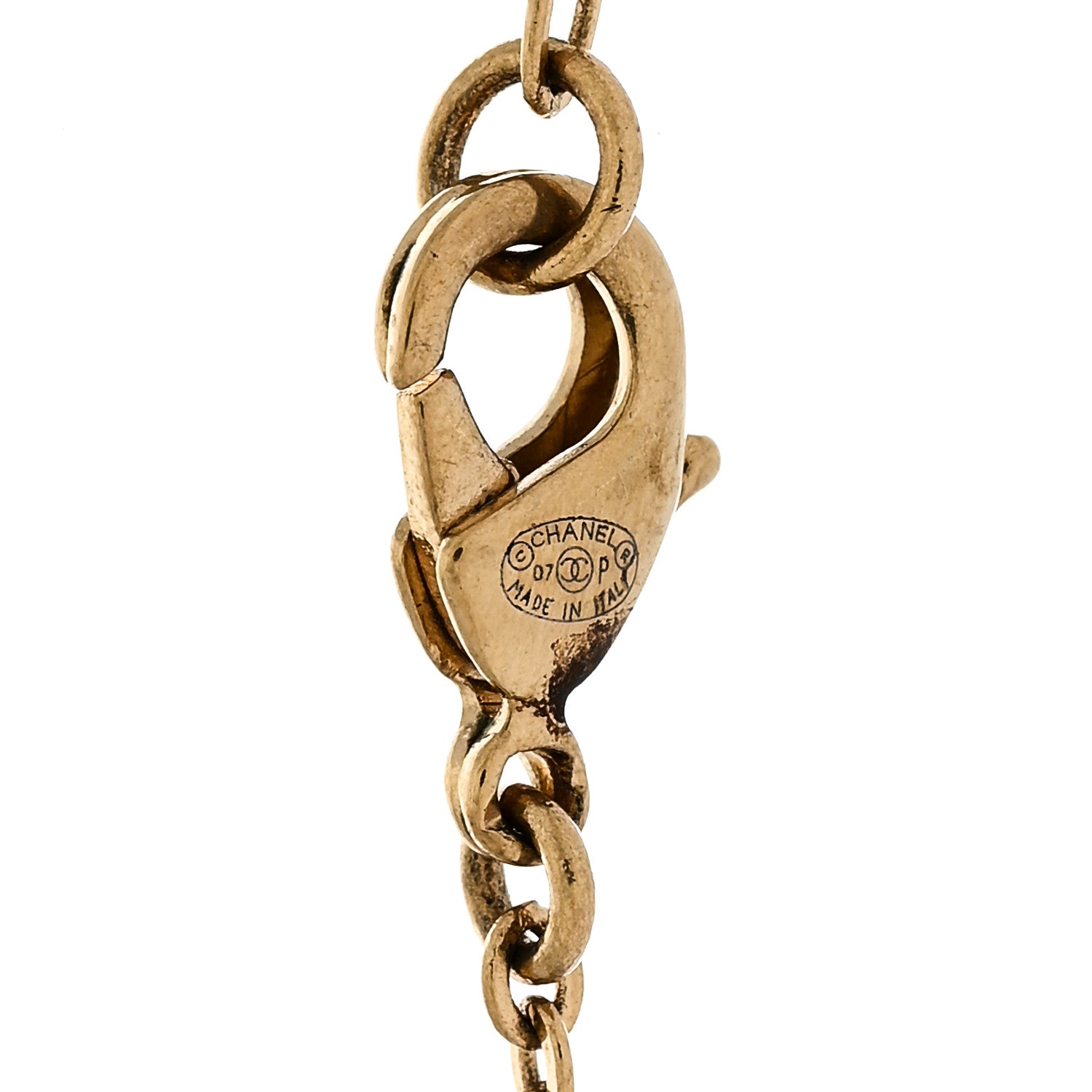 Chanel Pearl CC Logo Drop Necklace Gold