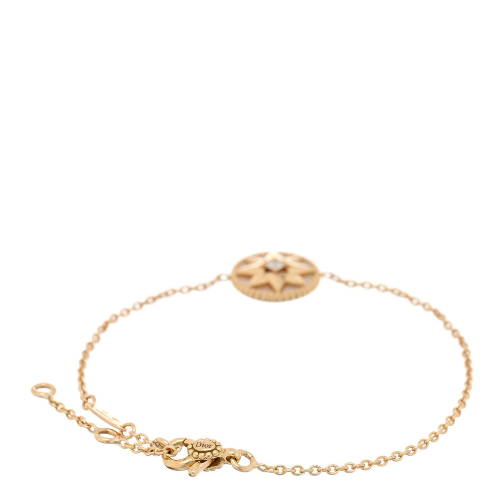 Christian Dior 18K Yellow Gold Diamond Mother of Pearl Rose Des Vents Bracelet