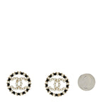 Chanel Resin Pearl CC Earrings Gold Black