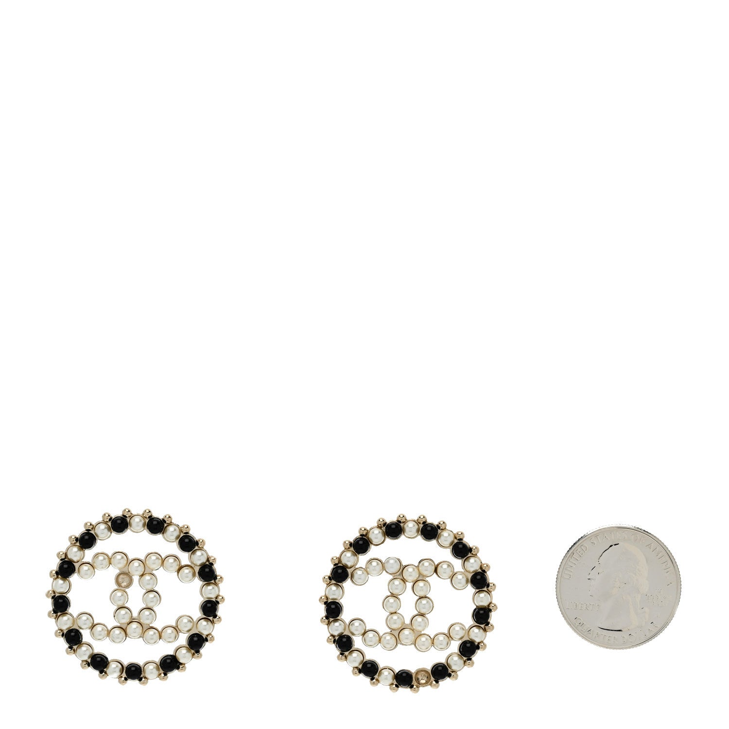 Chanel Resin Pearl CC Earrings Gold Black