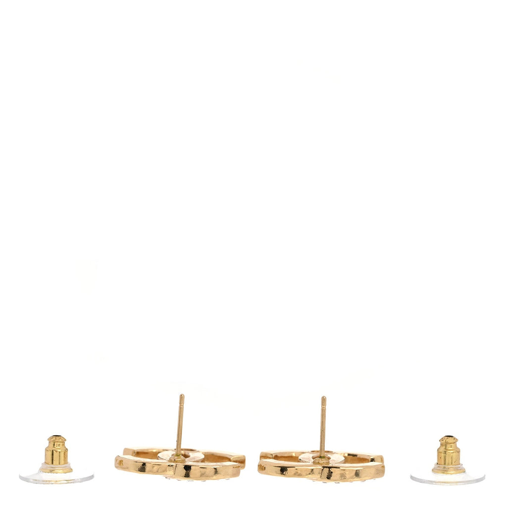 Chanel Crystal CC Logo Earrings Gold